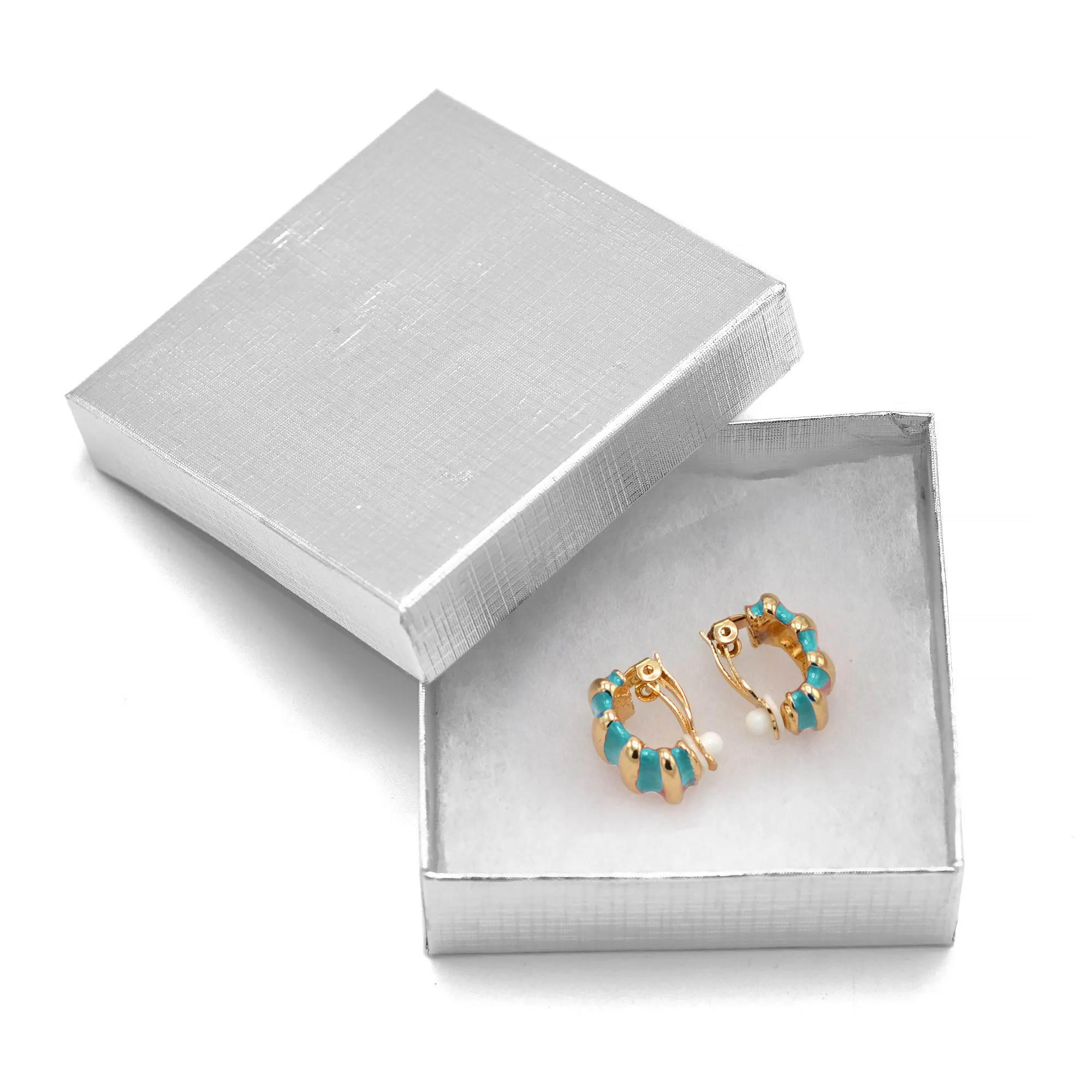 Gold and Turquoise epoxy Shrimp clip-on earrings #HNE90923GTQ(GH4)