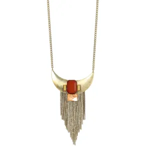 GOLD BURGUNDY STONE TASSEL NECKLACES #SQ165N133341 (IH19)