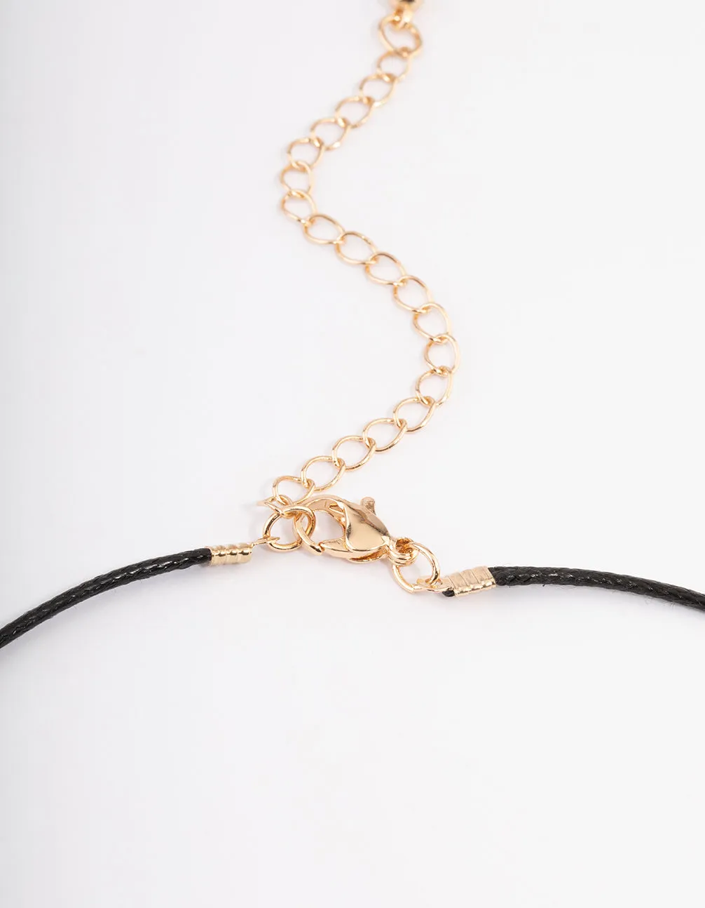 Gold Jade Donut Cord Necklace