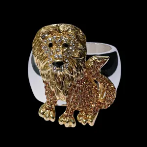 Gold Lion Napkin Ring Featuring Premium Crystal | Set of 4