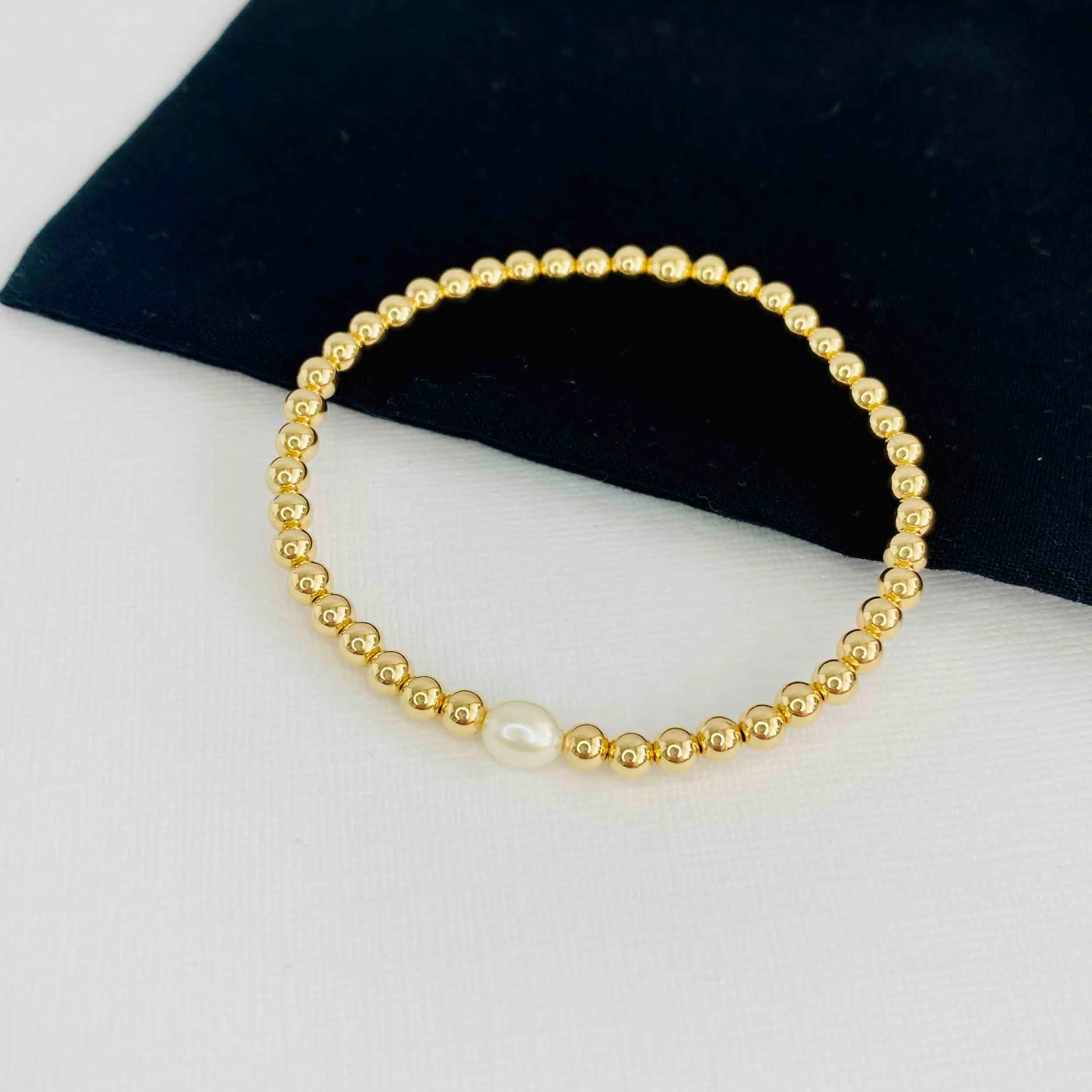 Gold Pearl Bead Bracelet