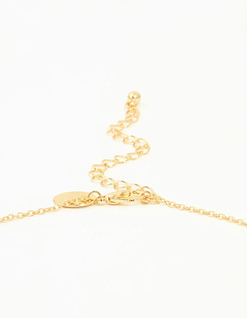 Gold Plated Green Semi Precious Stone Cross Y-Necklace