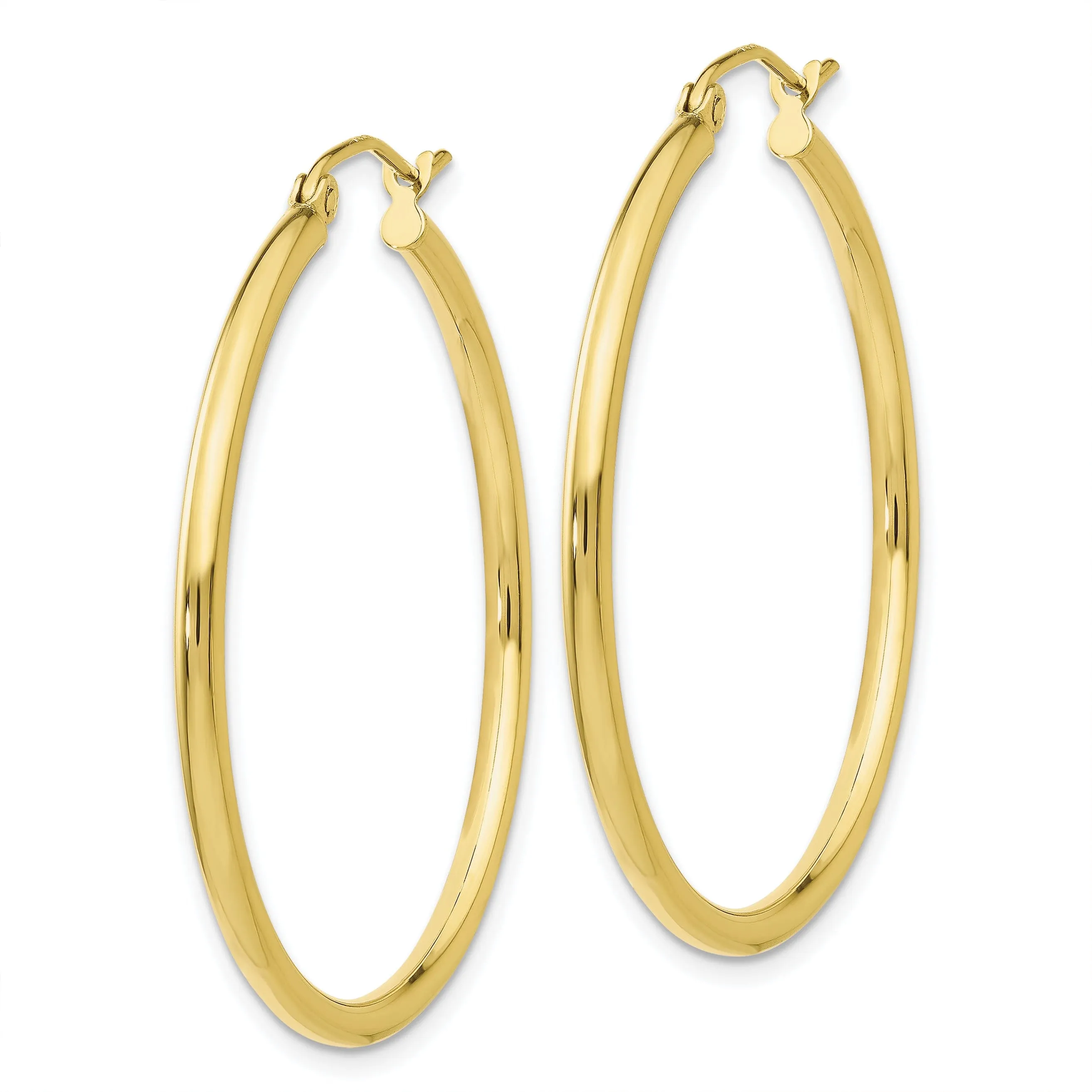 Gold Polished 2MM Round Classic Hoop Earrings