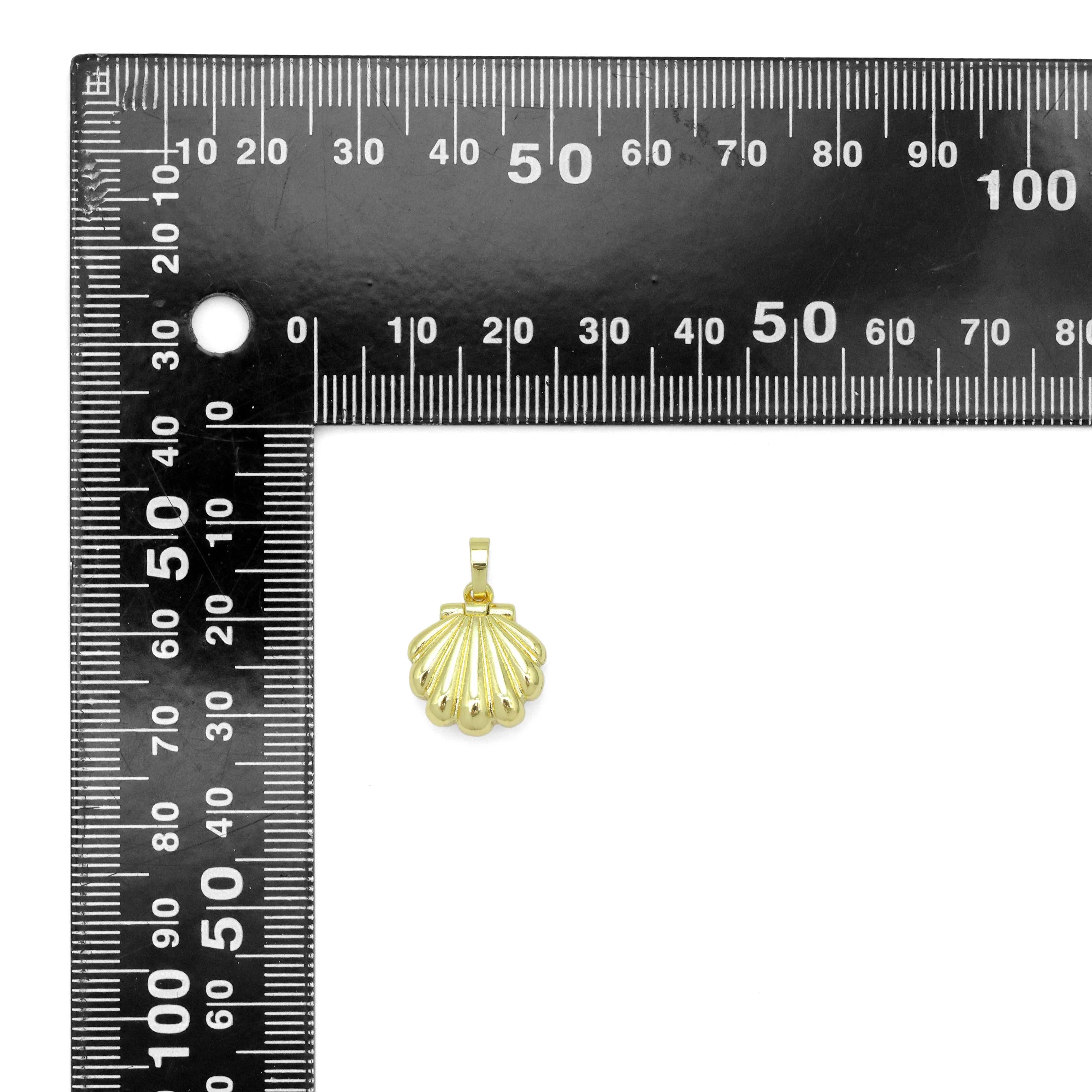 Gold Shell with pearl locket Charm Pendant, Sku#LK1022