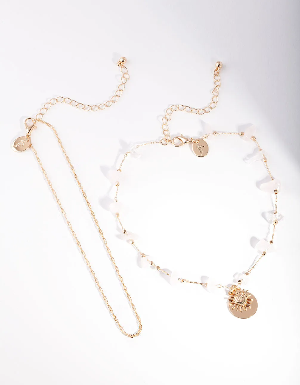 Gold Sun Rose Quartz Choker Pack