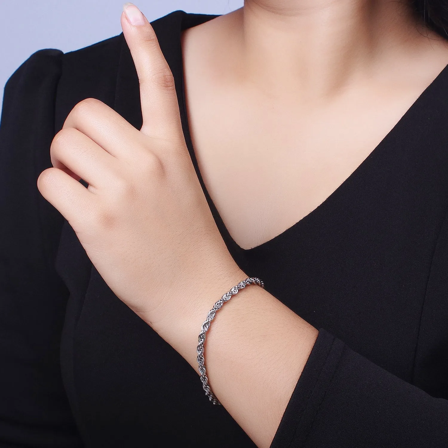 Gold Twisted Rope Chain Bracelet Silver Chunky Rope Chain bracelet 3.7mm thickness WA1538 WA1539