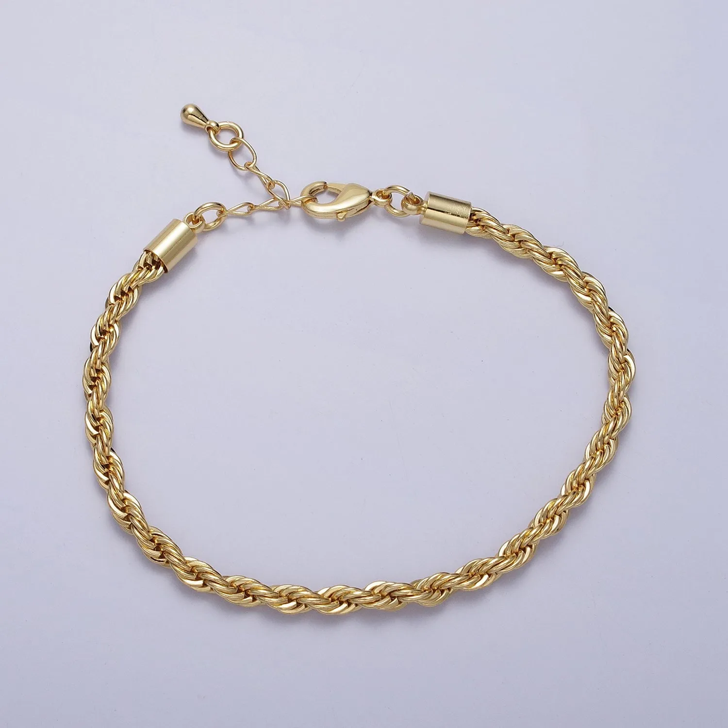 Gold Twisted Rope Chain Bracelet Silver Chunky Rope Chain bracelet 3.7mm thickness WA1538 WA1539