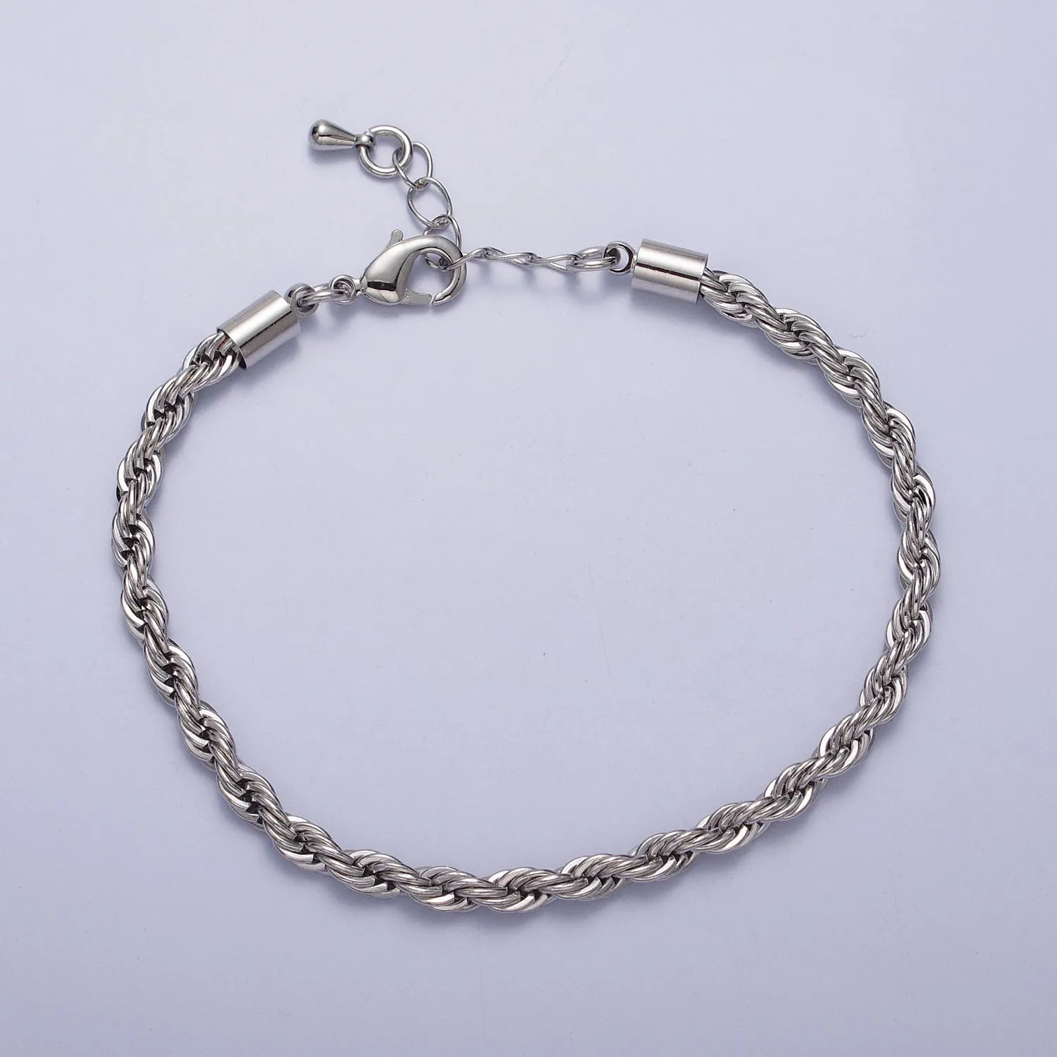 Gold Twisted Rope Chain Bracelet Silver Chunky Rope Chain bracelet 3.7mm thickness WA1538 WA1539