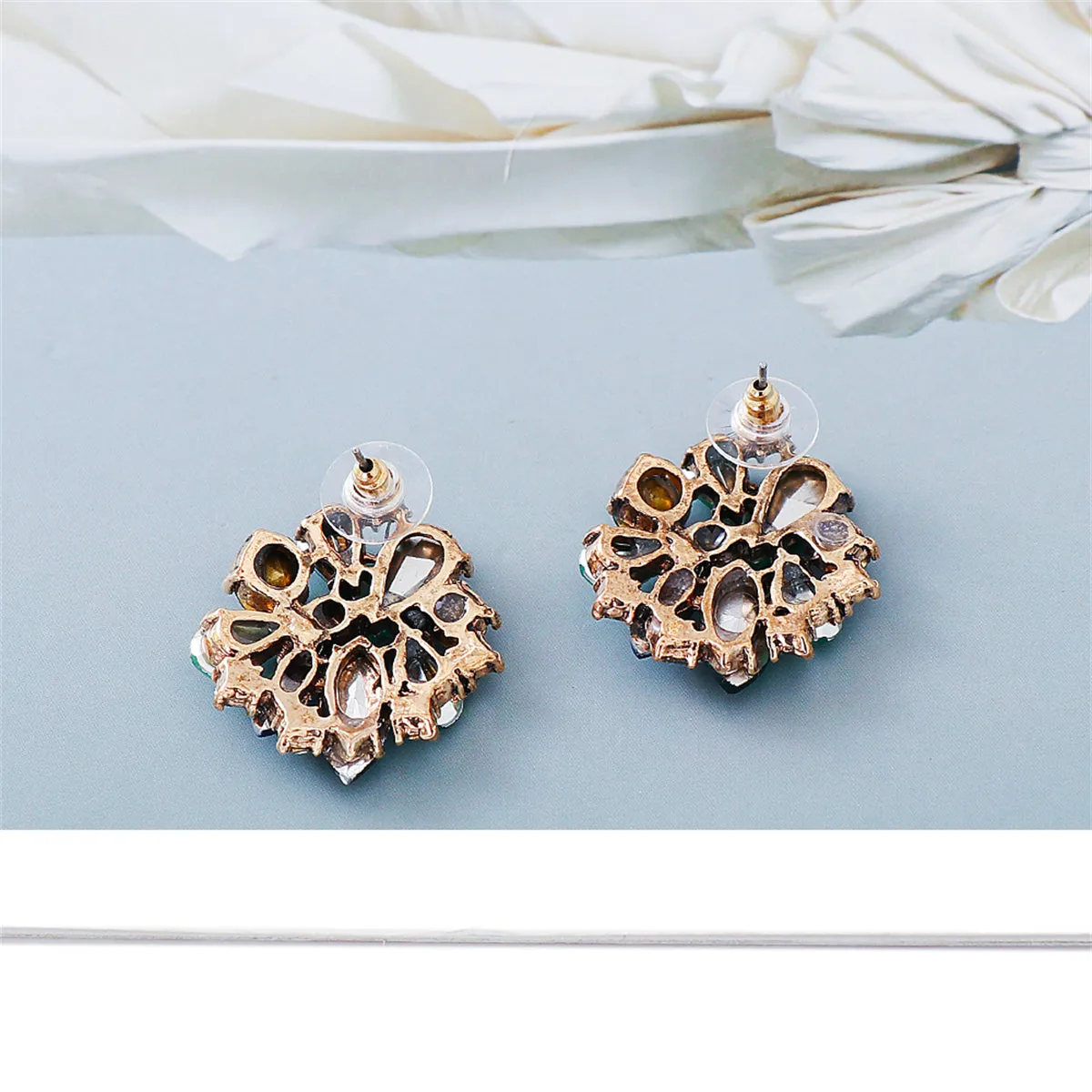 Green & Blue Flower Stud Earrings