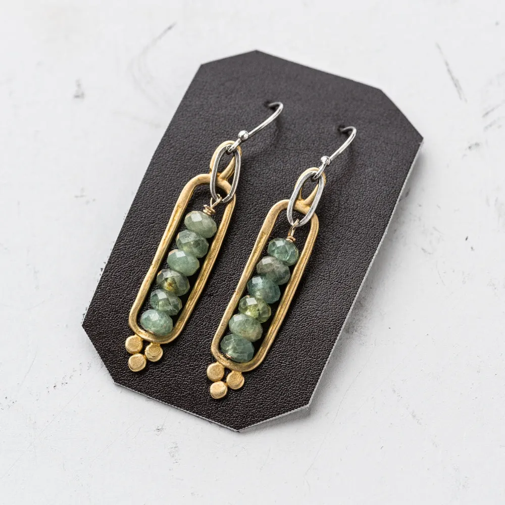 Green Apatite Stack Framed Earrings