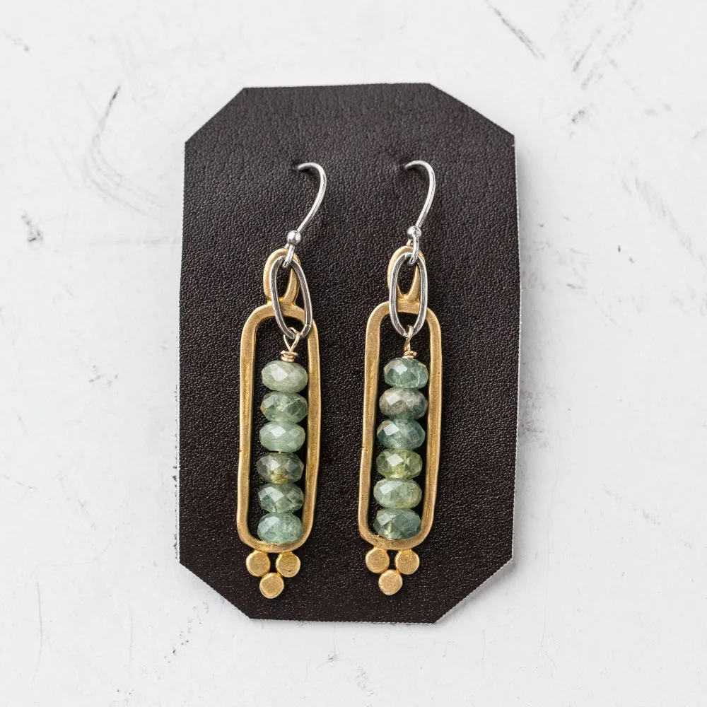 Green Apatite Stack Framed Earrings