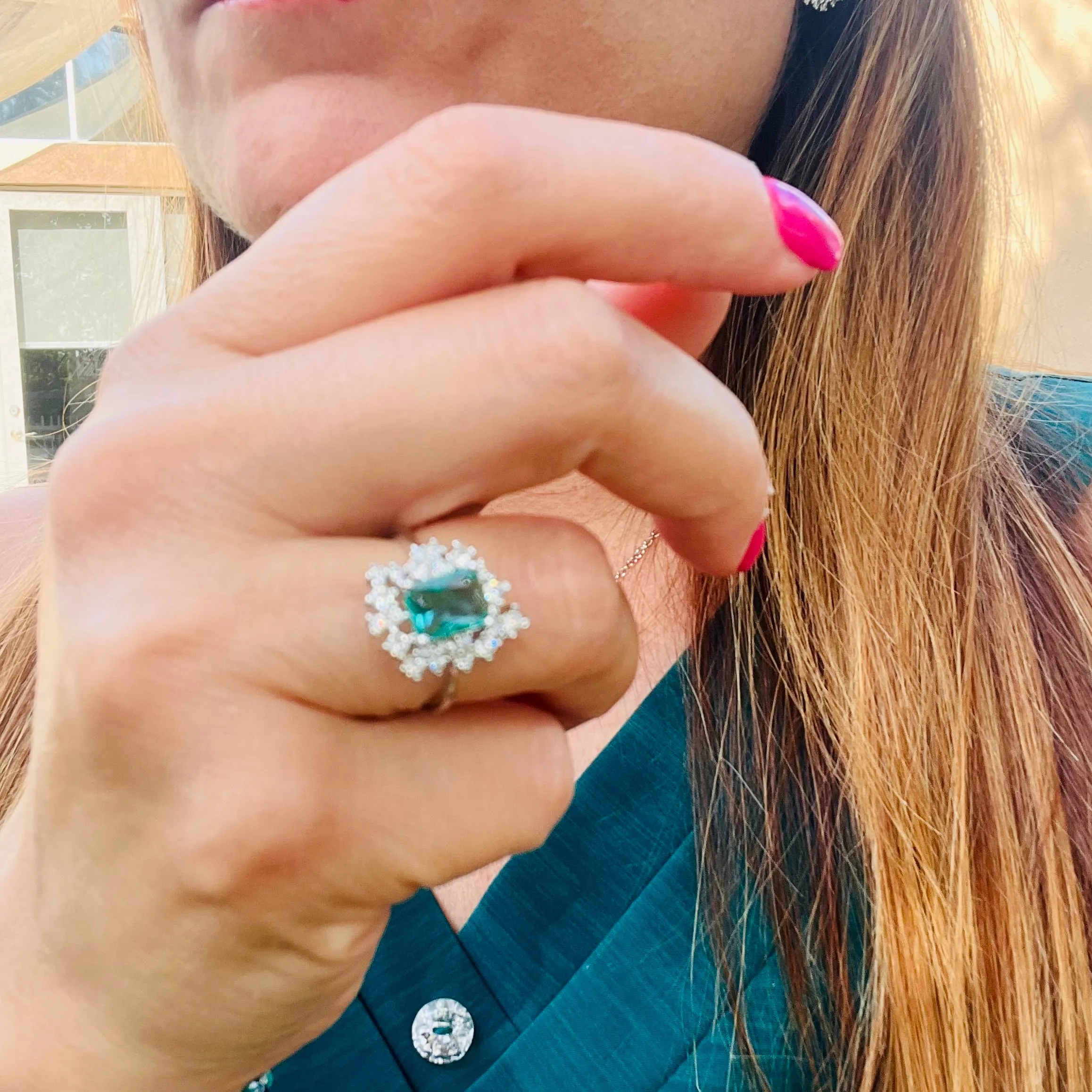 Green Princess Cut Jewelry Set