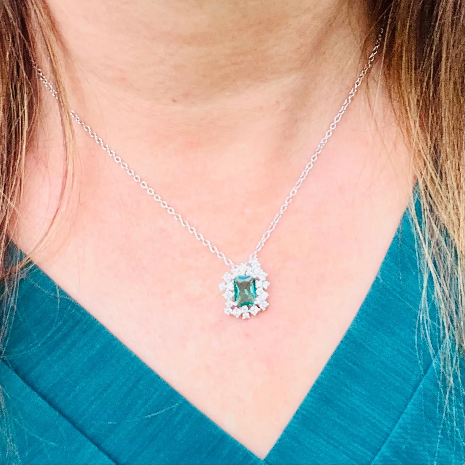 Green Princess Cut Jewelry Set