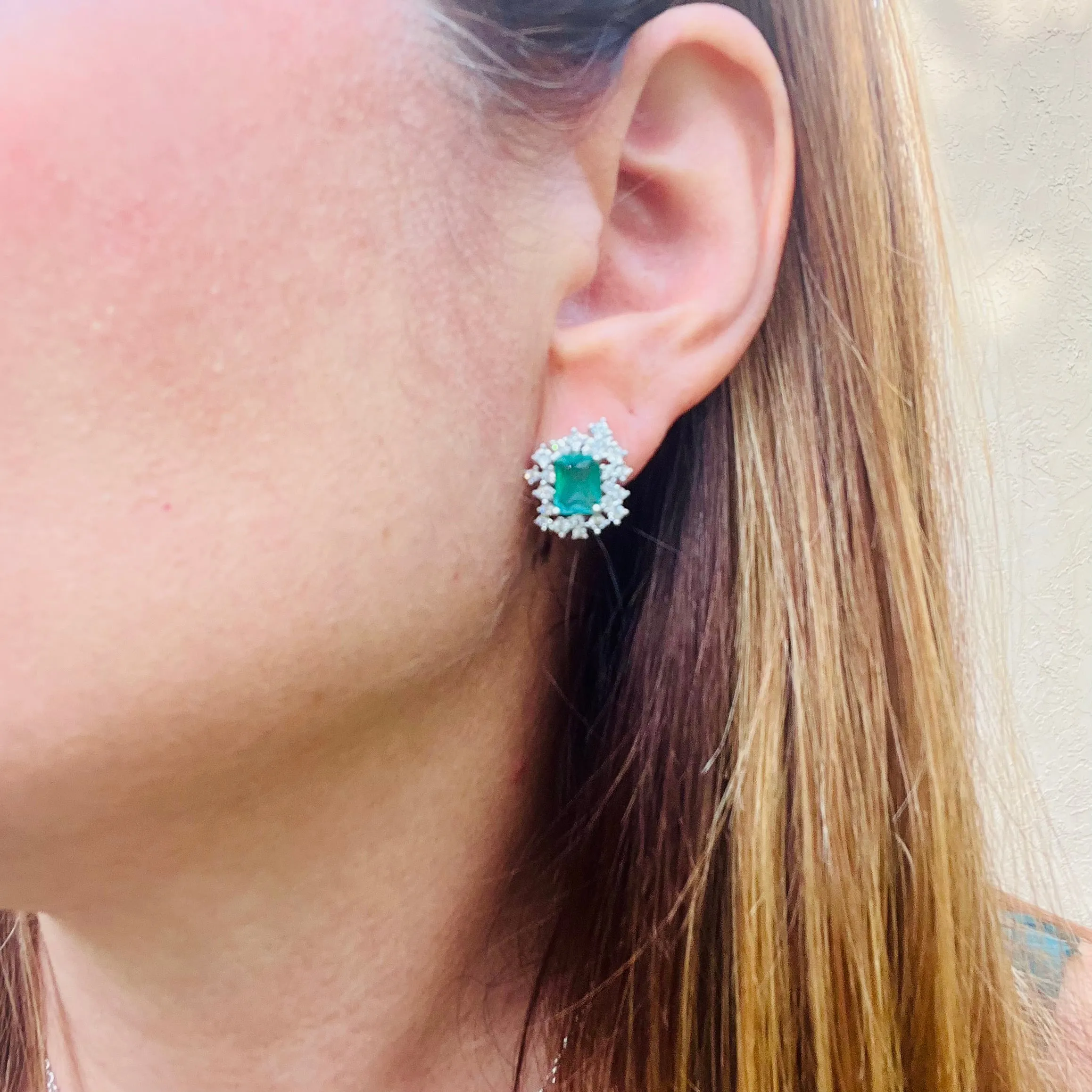 Green Princess Cut Jewelry Set