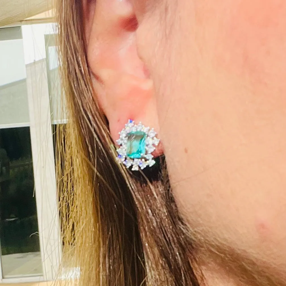 Green Princess Cut Jewelry Set
