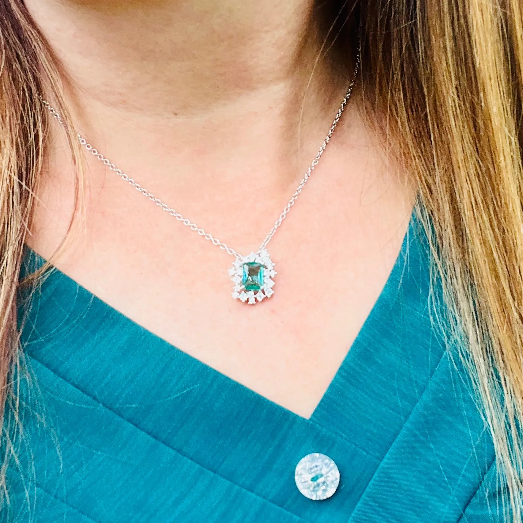 Green Princess Cut Jewelry Set