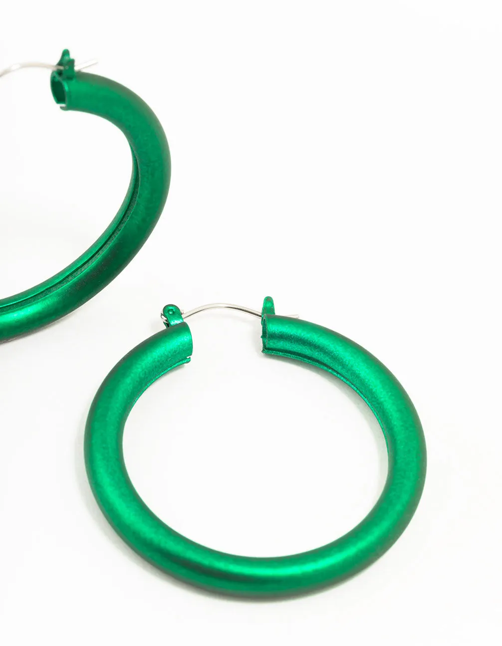 Green Silver Pearlised Hoop Earrings