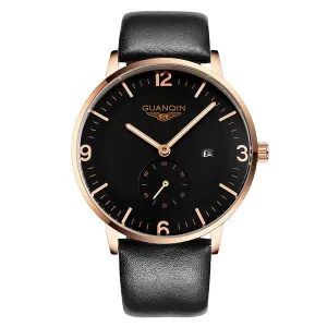 GUANQIN watches fashion waterproof mens watch leather strap male fashion the trend of commercial table sports quartz watch