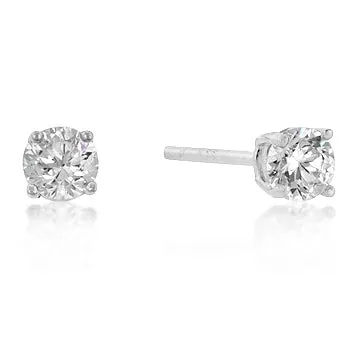 Haley 6mm Round CZ Gold Stud Earrings  | 0.9ct | Sterling Silver