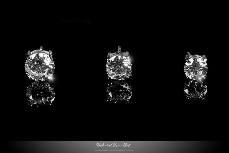 Haley 6mm Round CZ Gold Stud Earrings  | 0.9ct | Sterling Silver