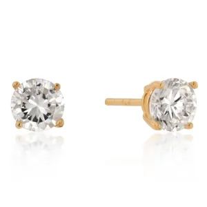 Haley 6mm Round CZ Gold Stud Earrings  | 0.9ct | Sterling Silver