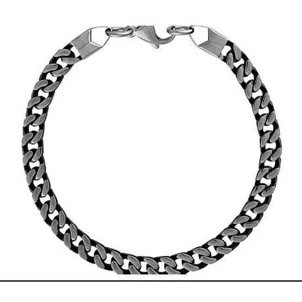 Half Black, Half Silver Toned Ion Plated Stainless Steel Foxtail Chain Necklace and Bracelet, 8.50"