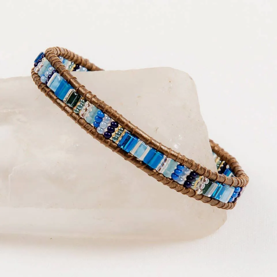 Handmade Bracelet Miyuke Bead and Leather