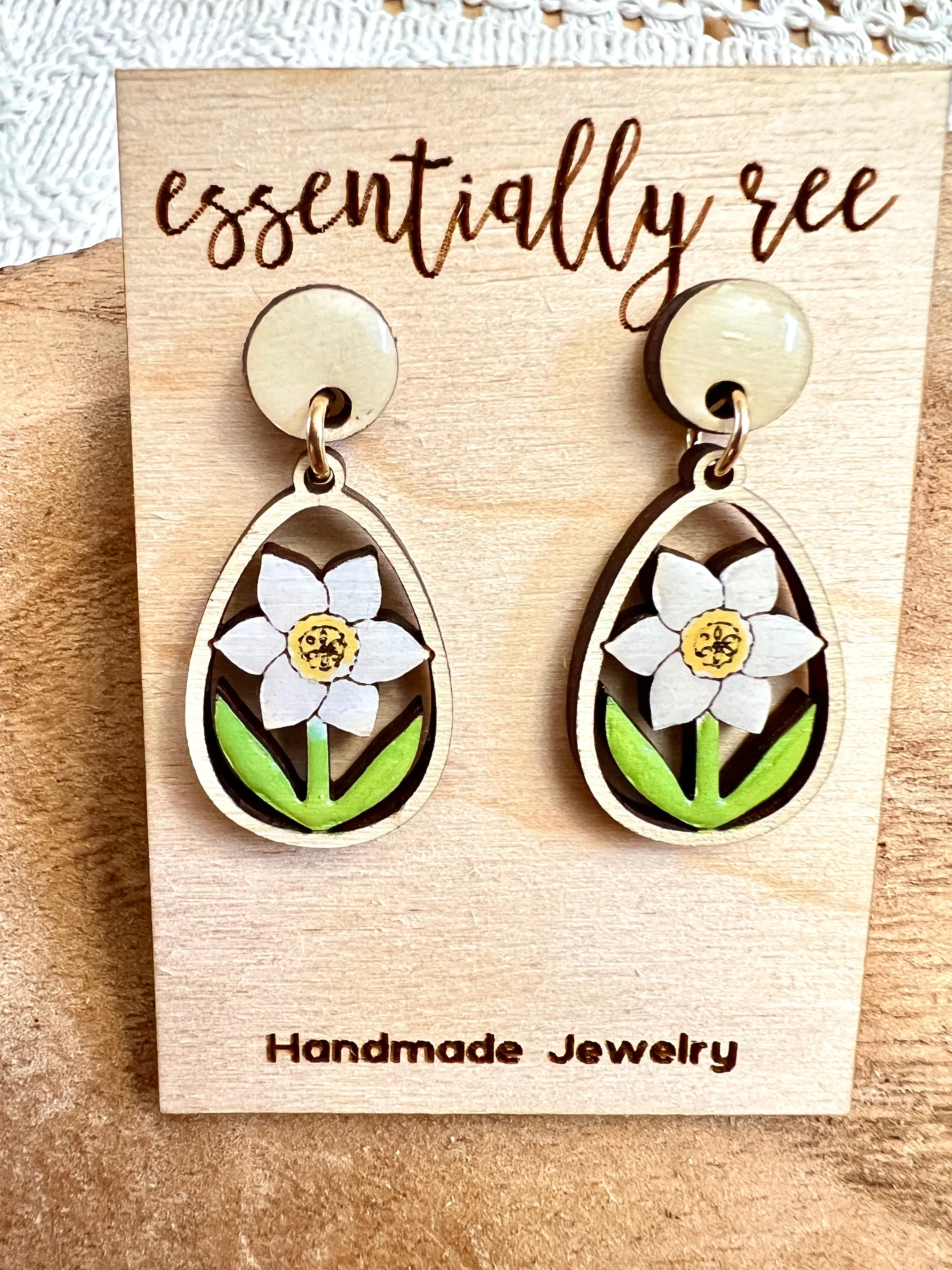Handpainted Daffodil Earrings