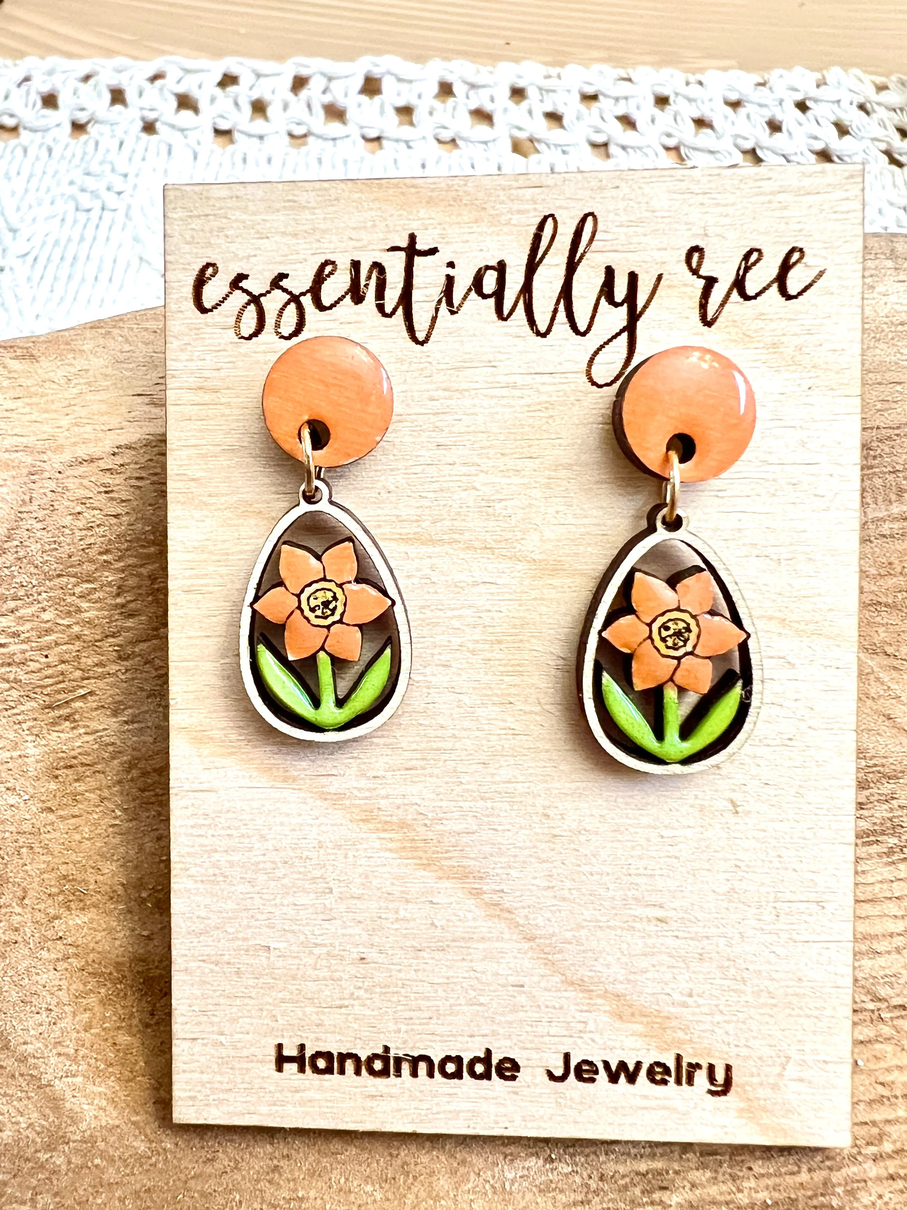 Handpainted Daffodil Earrings