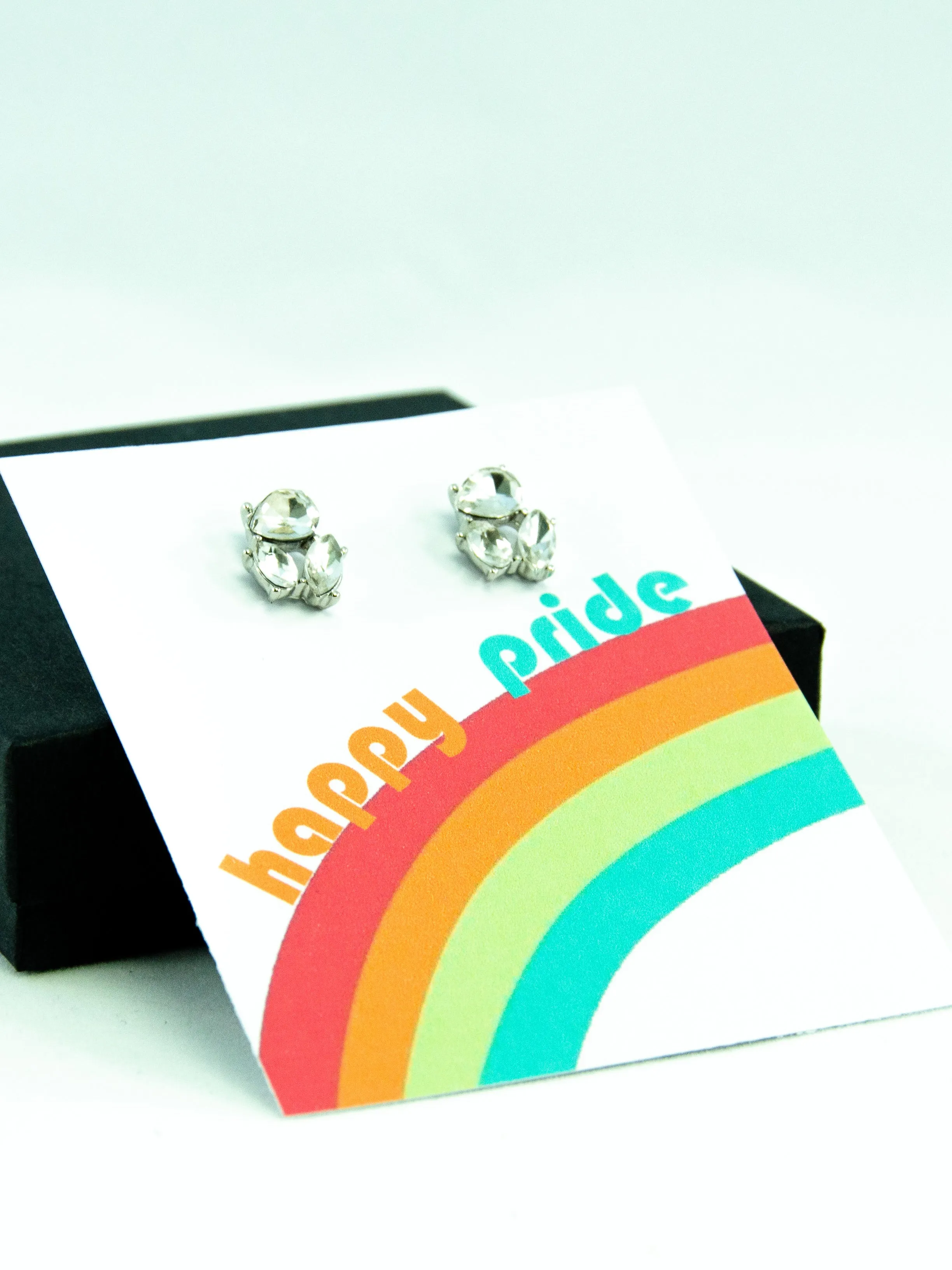 Happy Pride Month LGBTQ  Rainbow Jewel Stud Earrings Gift