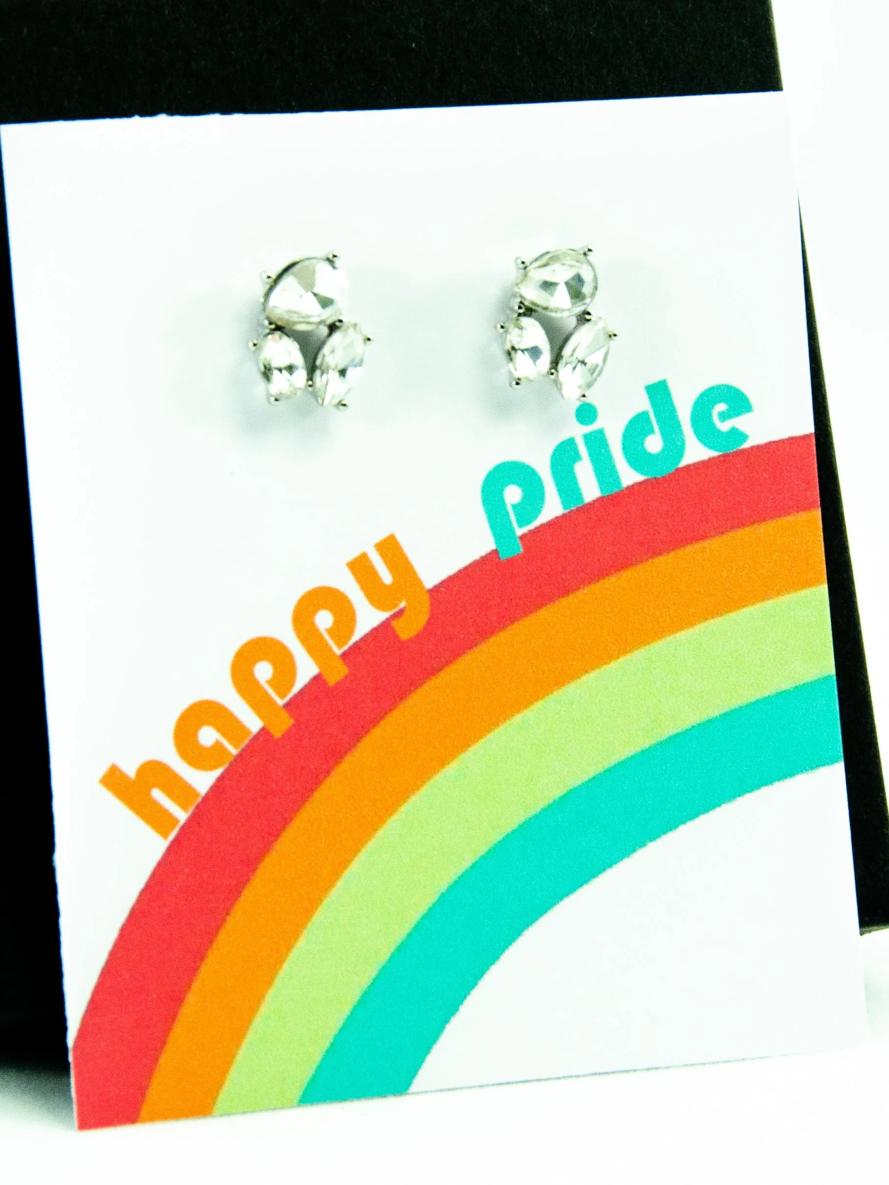 Happy Pride Month LGBTQ  Rainbow Jewel Stud Earrings Gift