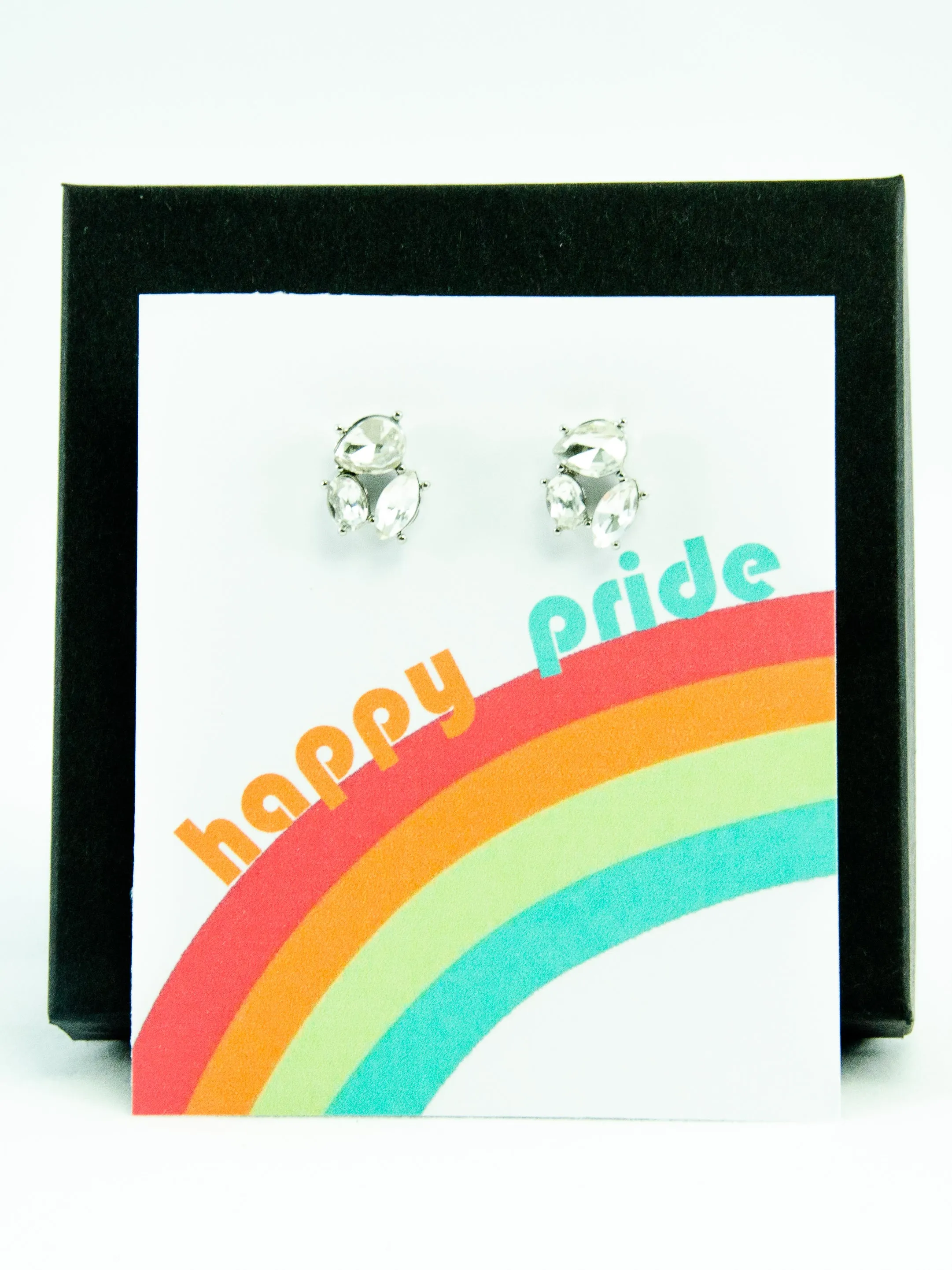Happy Pride Month LGBTQ  Rainbow Jewel Stud Earrings Gift