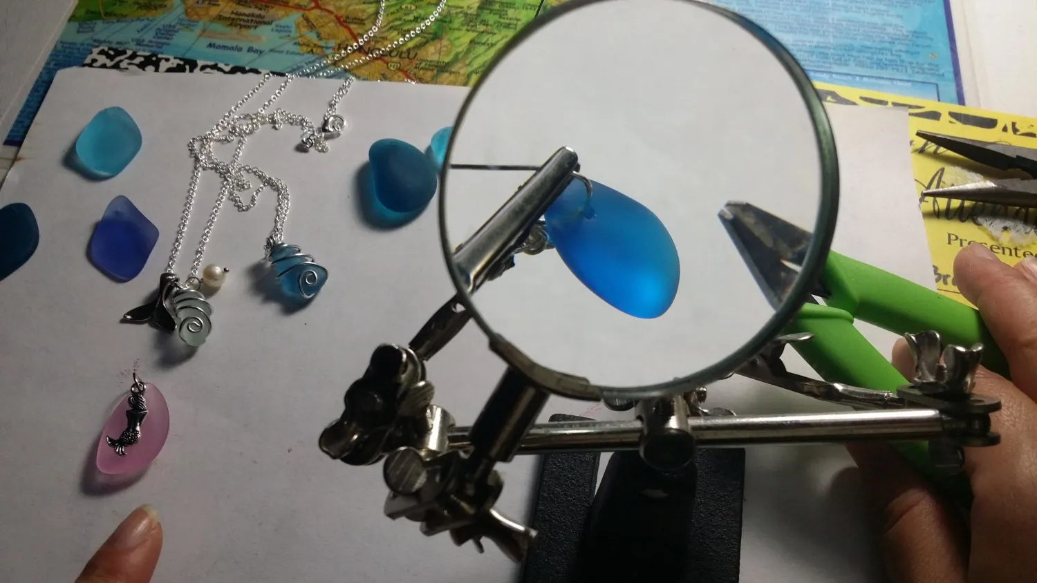 Hawaiian Jewelry Sea Glass Earrings, Light Weight Cobalt Blue Earrings, Sea Glass Jewelry Beach Birthday Gift (September Birthstone Jewelry)
