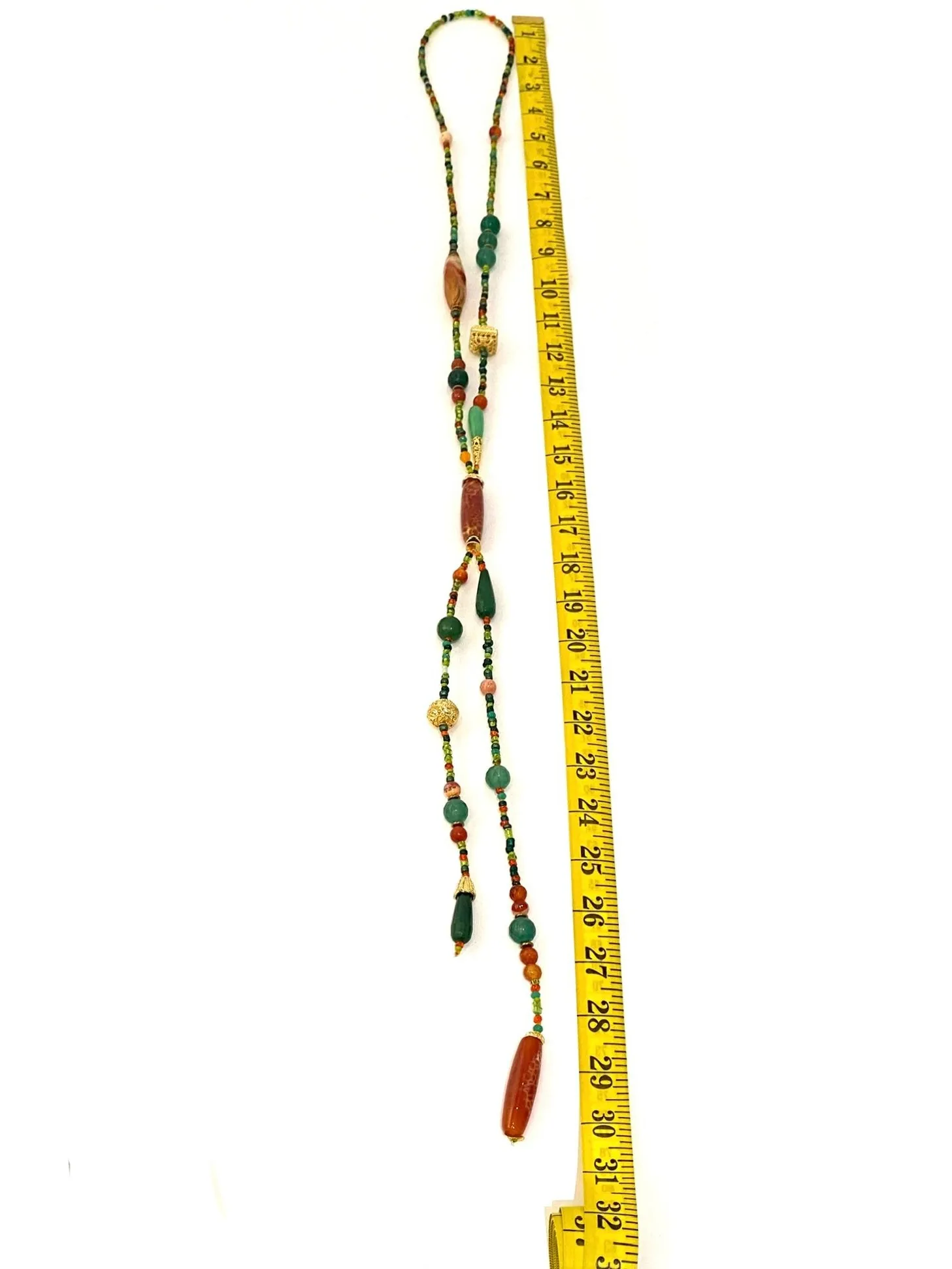 HC DESIGNS- Extra Long Lariat Necklace- Earth Tones