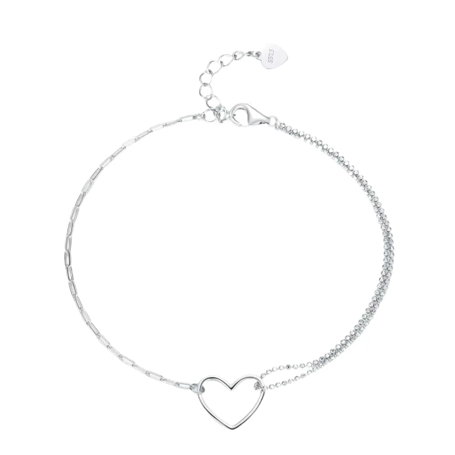 Heart Stackable Bracelet in Sterling Silver