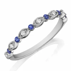Henri Daussi Diamond & Sapphire Wedding Band