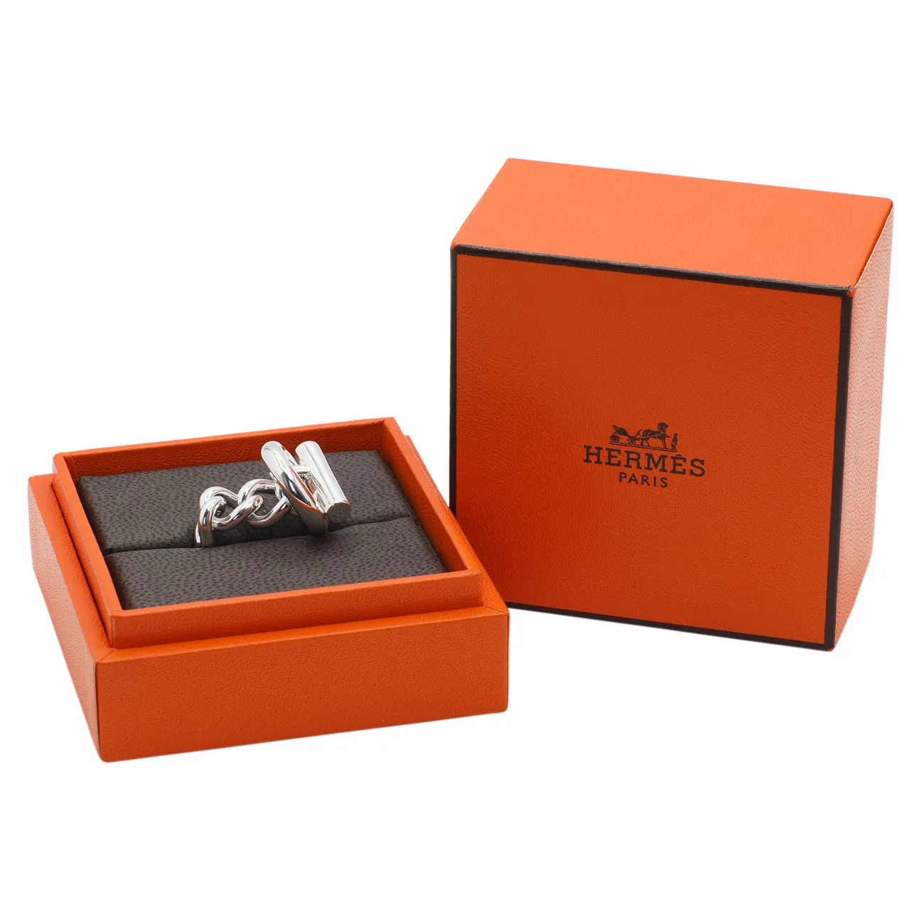 Hermes Sterling Silver Croisette Ring