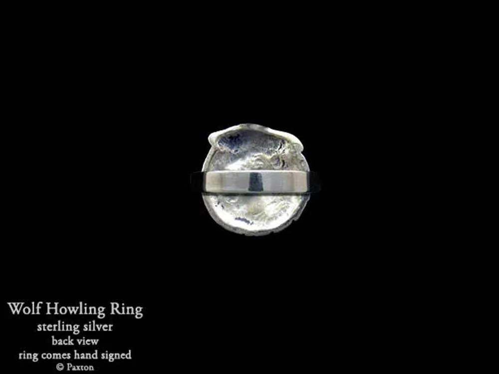 Howling Wolf Head Ring Sterling Silver