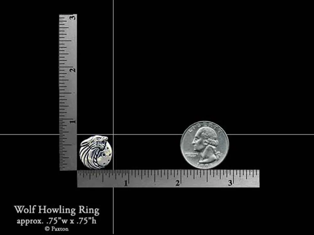 Howling Wolf Head Ring Sterling Silver
