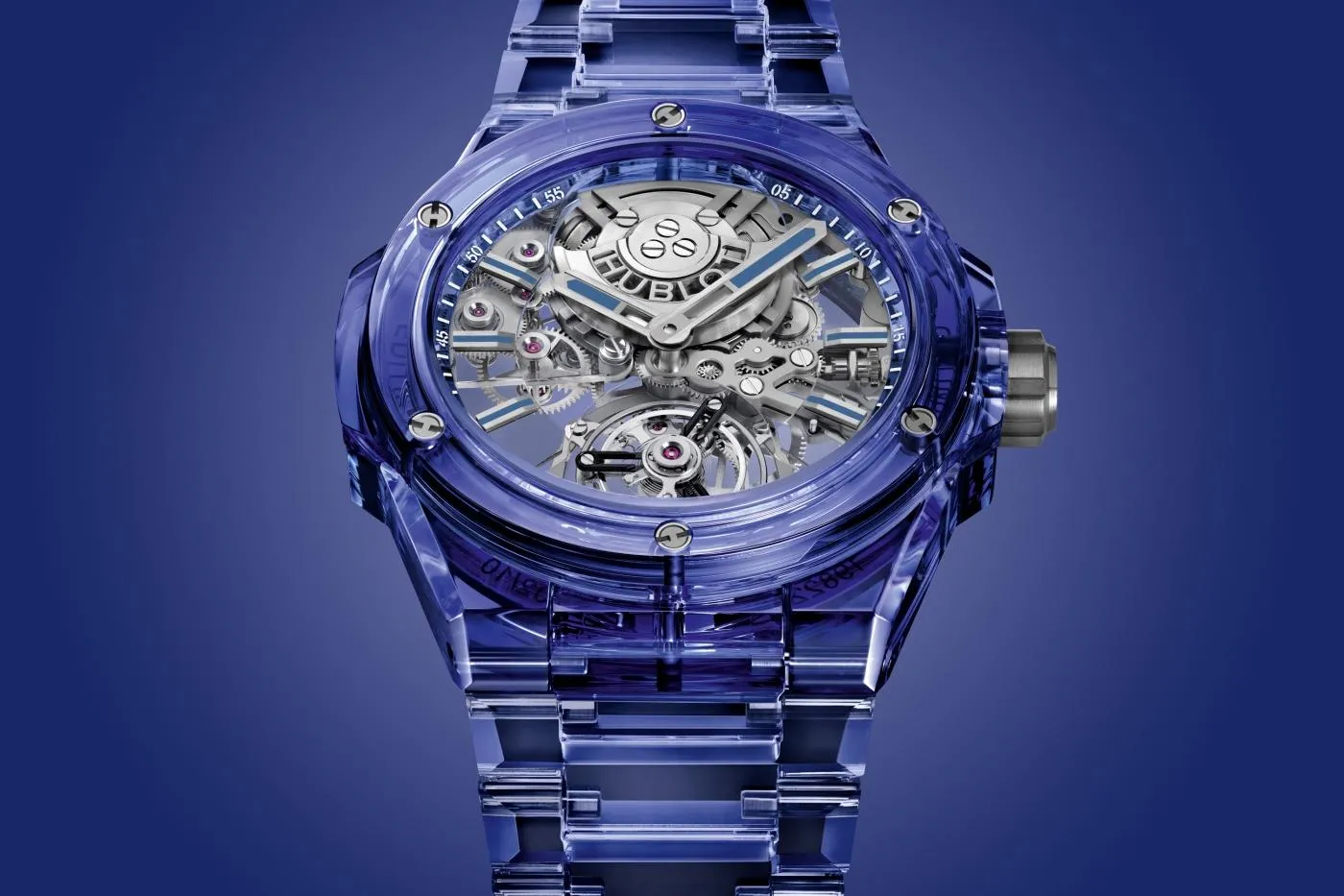Hublot Big Bang Integrated Tourbillon Full Blue Sapphire, 43mm, Ref# 455.JL.0120.JL