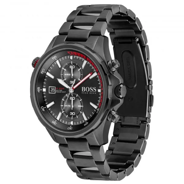 HUGO BOSS Globetrotter Black Stainless Steel Black Dial Chronograph Quartz Watch for Gents - 1513825