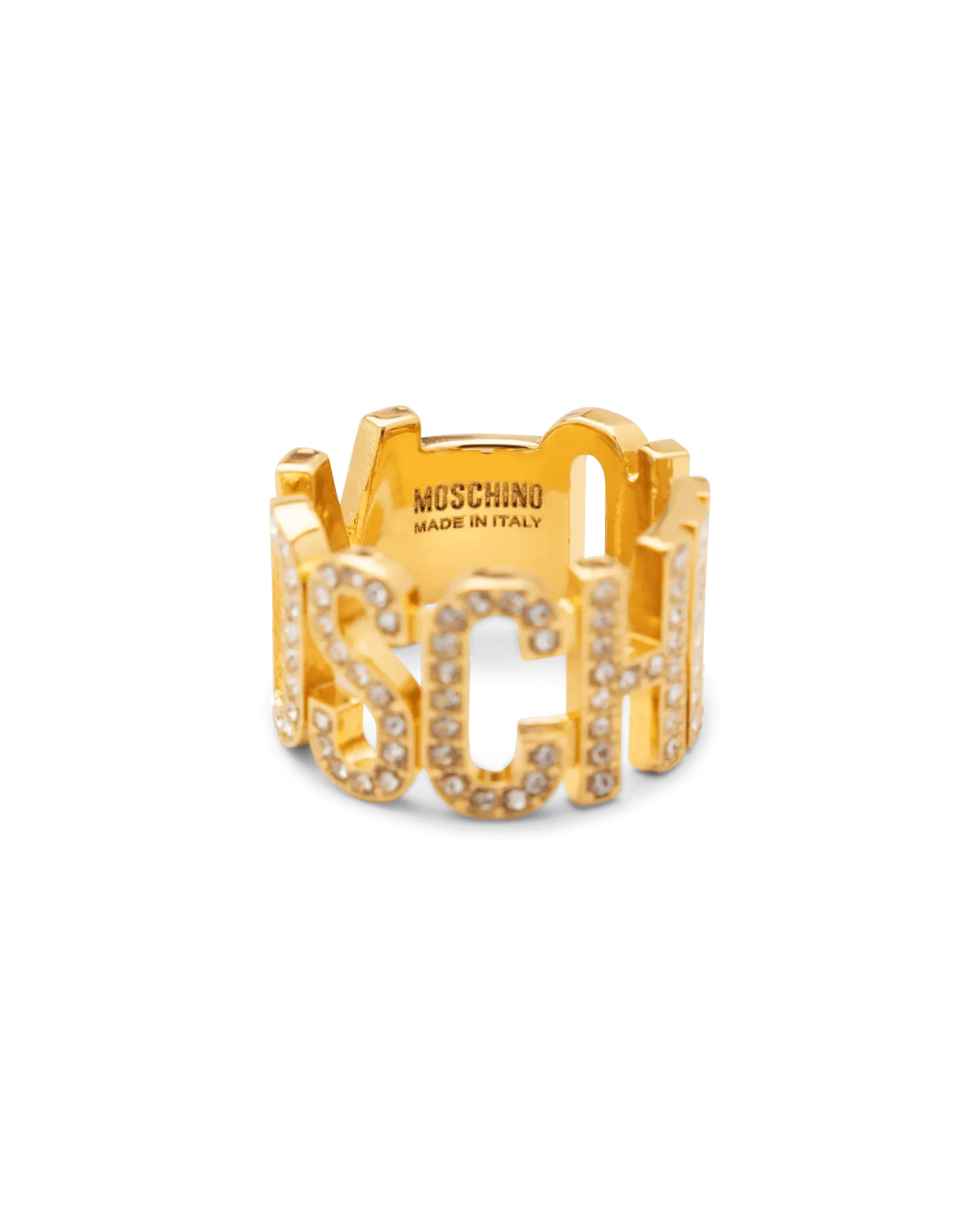 Iced Logo Lettering Embellished Ring