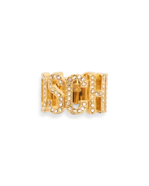 Iced Logo Lettering Embellished Ring