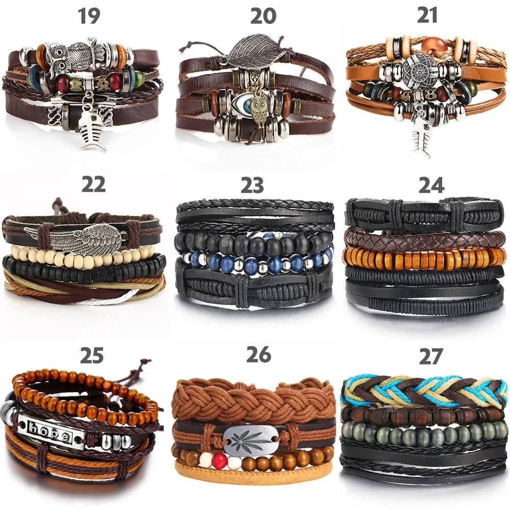 IF ME™ Vintage Multi-Layer Men's Leather Bracelet Sets