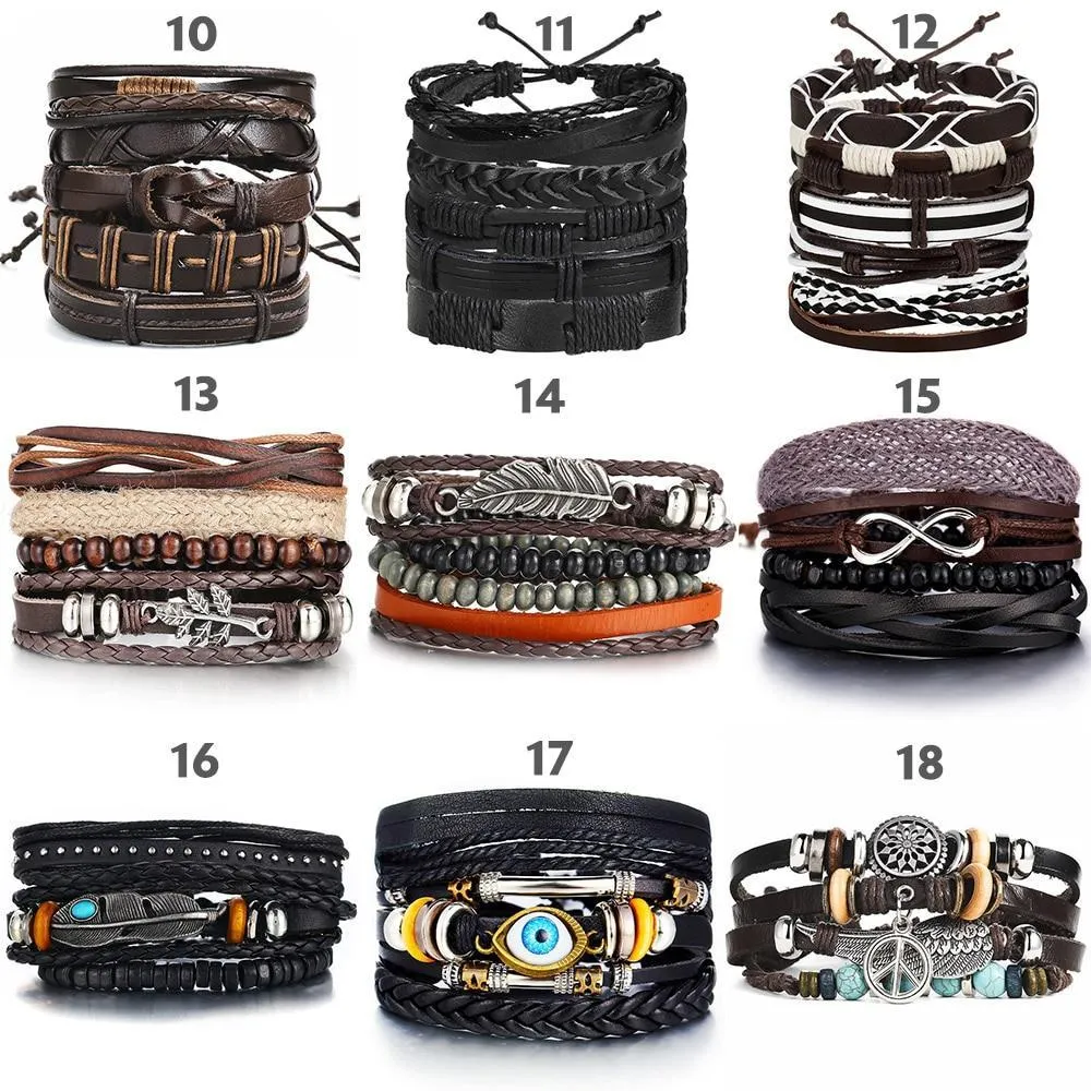 IF ME™ Vintage Multi-Layer Men's Leather Bracelet Sets