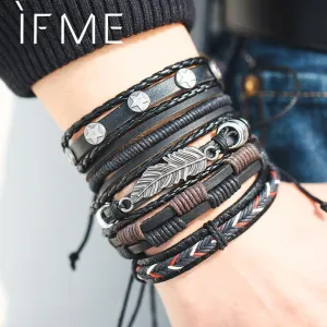 IF ME™ Vintage Multi-Layer Men's Leather Bracelet Sets