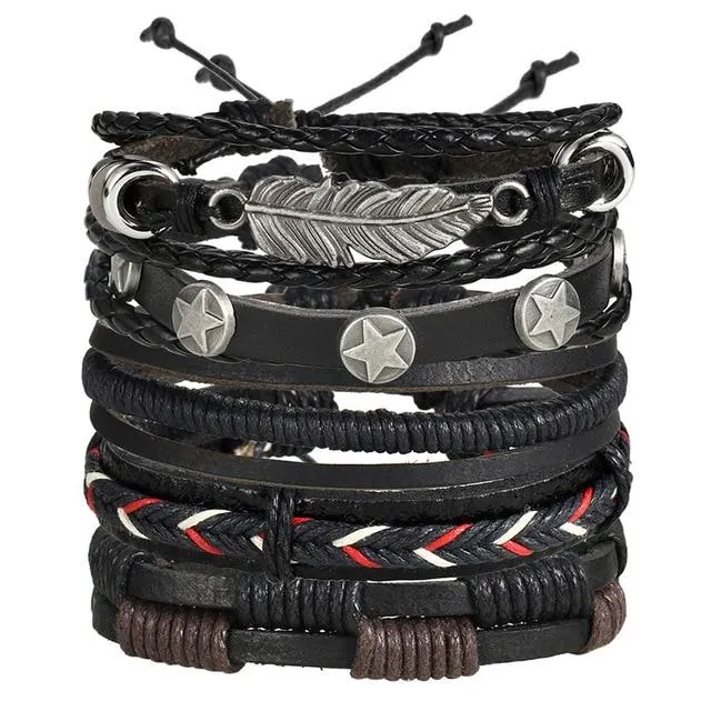IF ME™ Vintage Multi-Layer Men's Leather Bracelet Sets