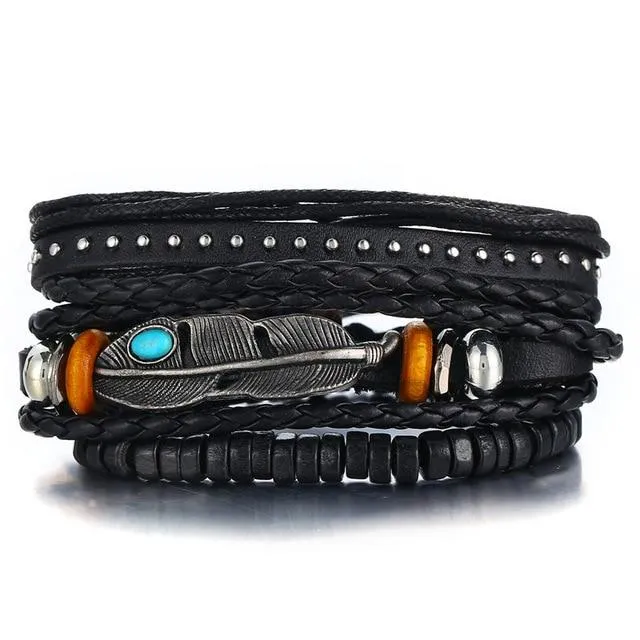 IF ME™ Vintage Multi-Layer Men's Leather Bracelet Sets