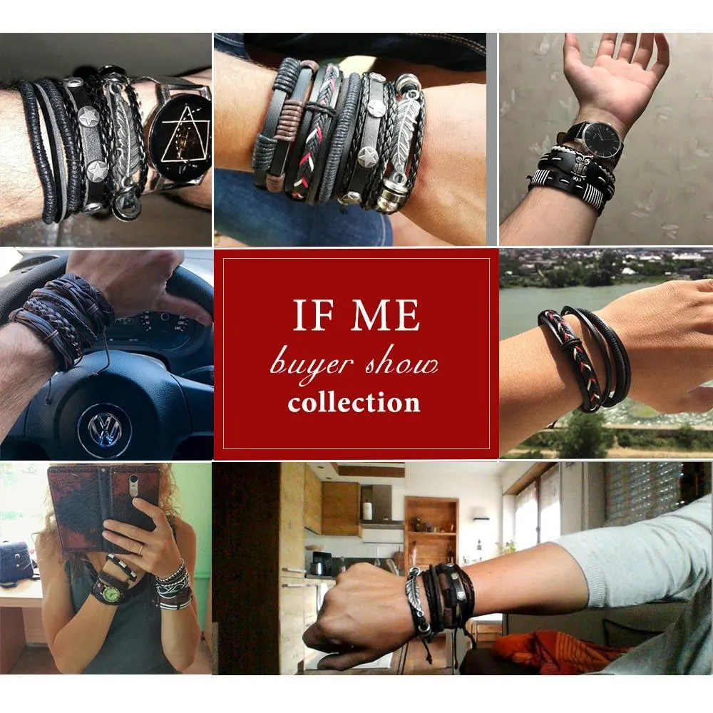 IF ME™ Vintage Multi-Layer Men's Leather Bracelet Sets