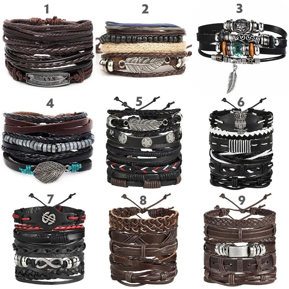 IF ME™ Vintage Multi-Layer Men's Leather Bracelet Sets